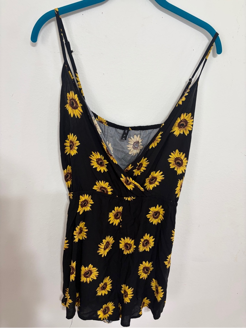 Zaful Black Sunflower Print Romper with Yellow Blooms - Picture 2 of 9